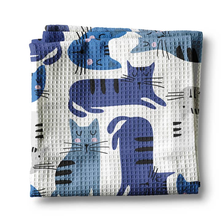 Canary Road - Retro Mod Cat Kitten Pet Store Meow Kitchen Tea Towel Waffle