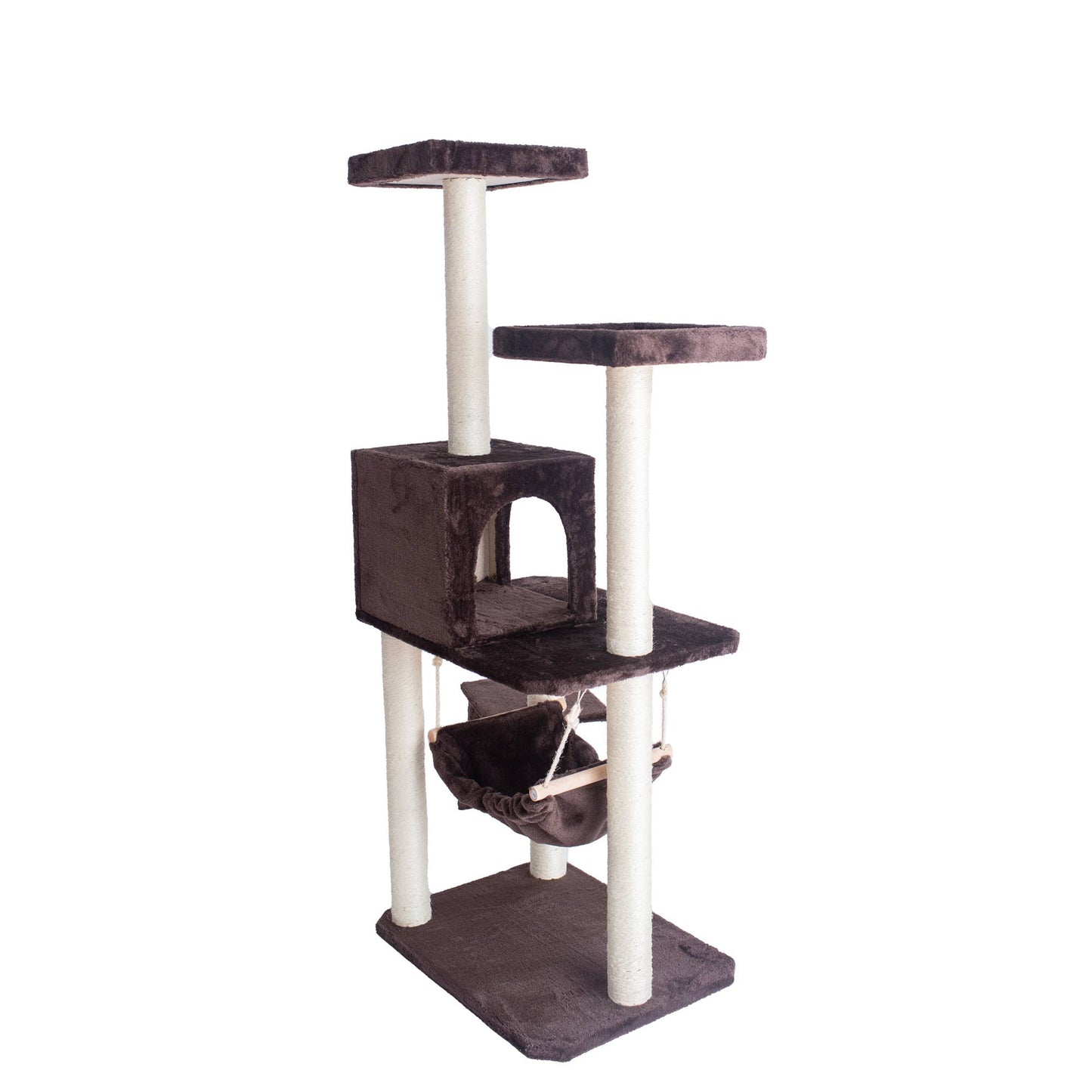 GleePet 57-Inch Cat Tree Real Wood Climber With Four Levels