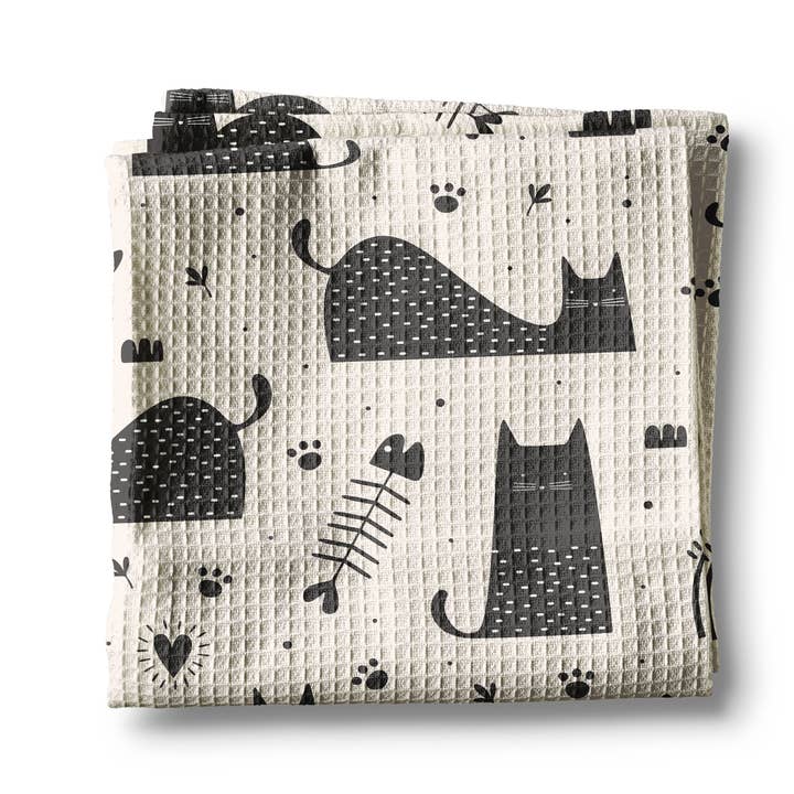 Canary Road - Retro Mod Cat Kitten Pet Store Meow Kitchen Tea Towel Waffle