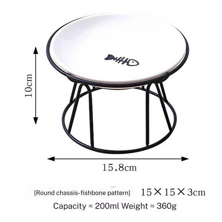 Fishbone Paw Ceramic Pet Bowl with Stand