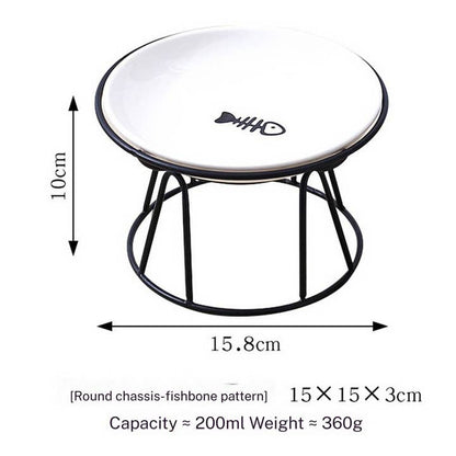 Fishbone Paw Ceramic Pet Bowl with Stand