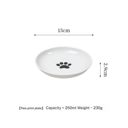 Fishbone Paw Ceramic Pet Bowl with Stand