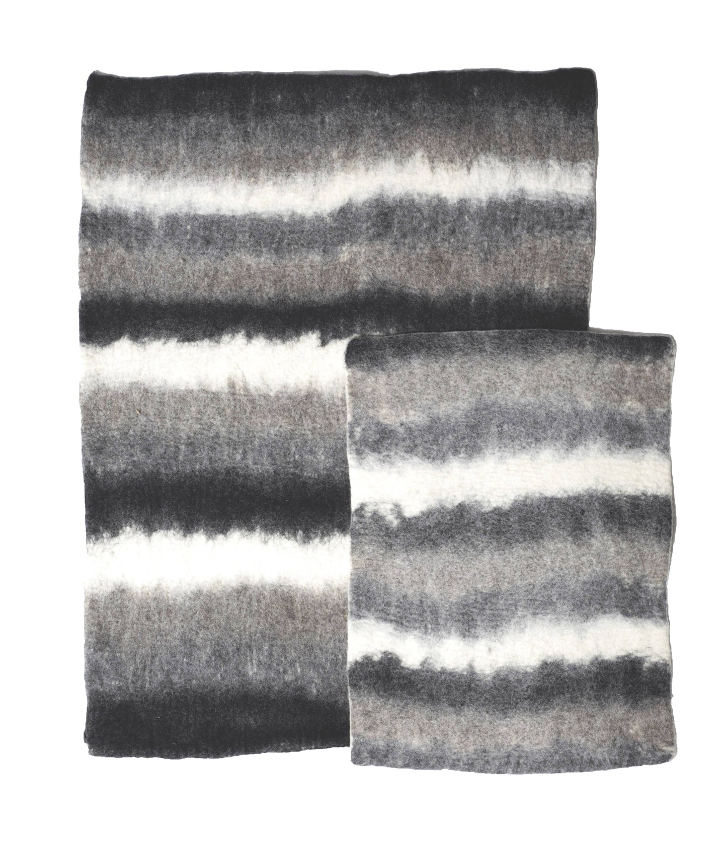 Wool Pet Mat, Black/Grey Multi-Ombre
