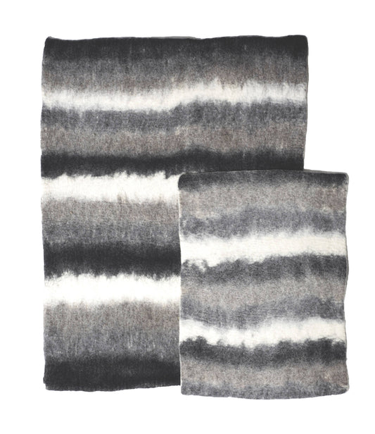 Wool Pet Mat, Black/Grey Multi-Ombre
