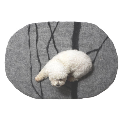 Wool Pet Mat, Light Grey River Stone