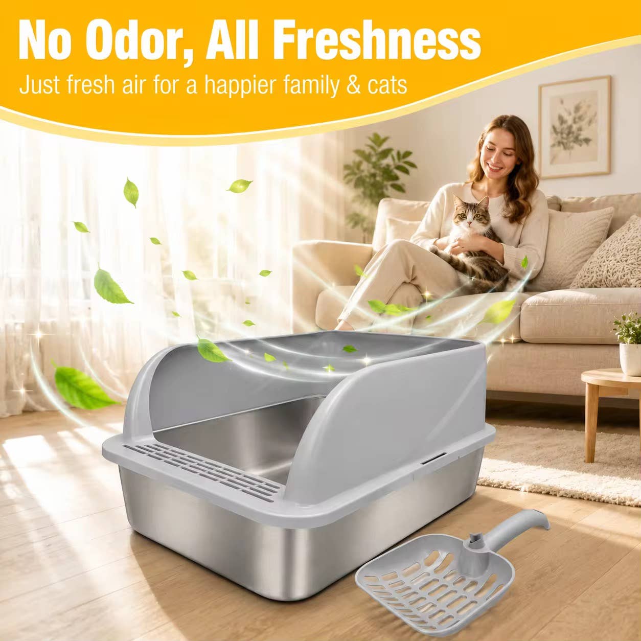 PAWFECT™ - XXL Stainless Steel Open Top Cat Litter Box Set