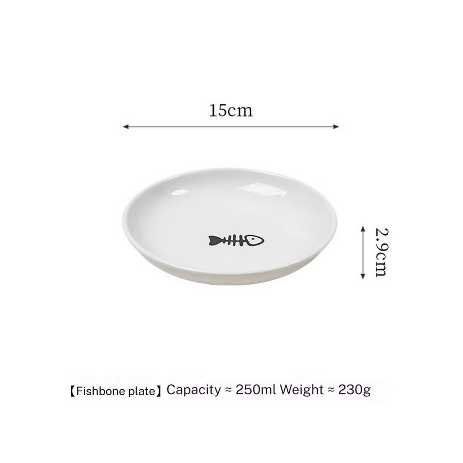 Fishbone Paw Ceramic Pet Bowl with Stand