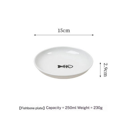 Fishbone Paw Ceramic Pet Bowl with Stand